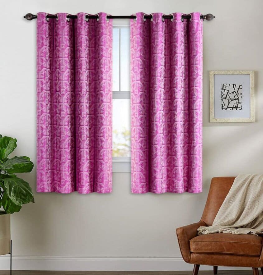 Manufacturer, Exporter, Importer, Supplier, Wholesaler, Retailer, Trader of Jacquard Floral Blackout Eyelet Window Curtain(2N) - 152 Cms, Purple in New Delhi, Delhi, India.